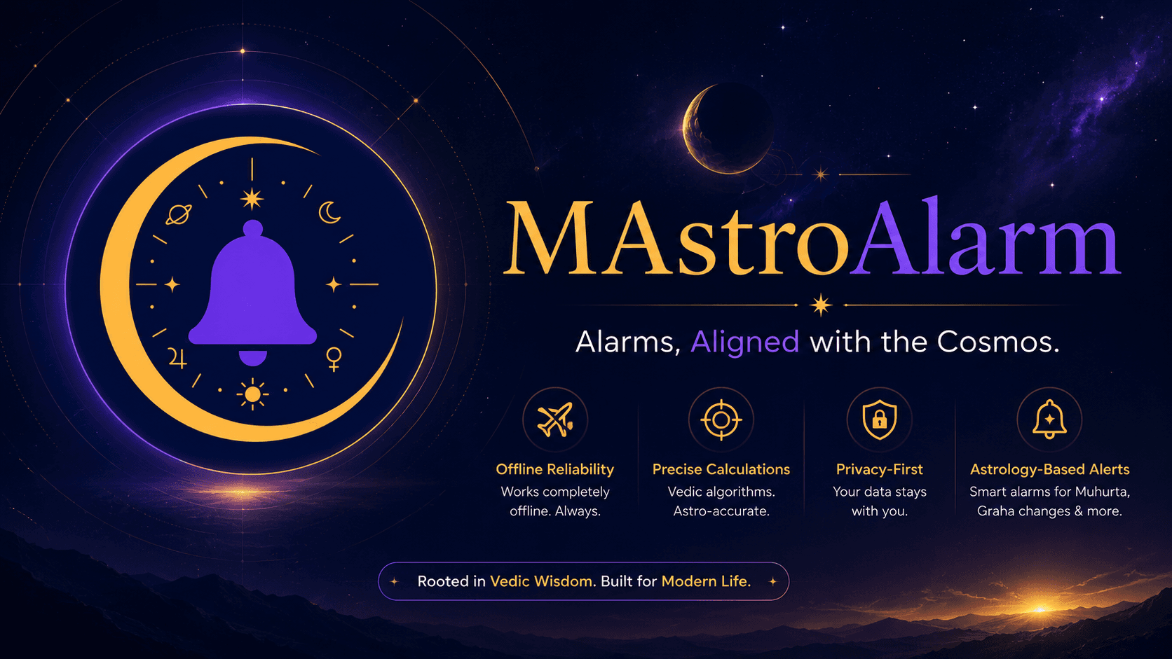 MAstroAlarm Vedic astrology alarm app overview